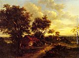 Famous Cottage Paintings - A Landscape With A Cottage Near Dorking